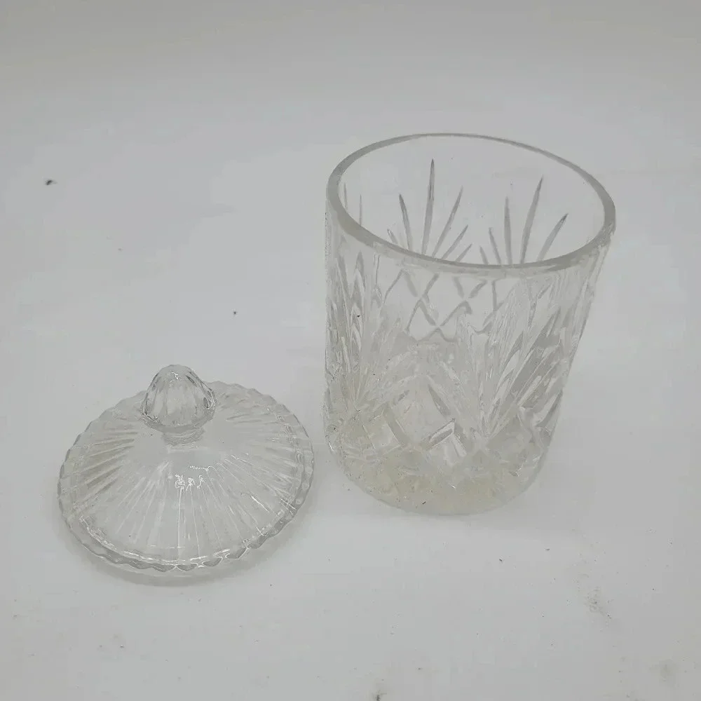 Heavy Cut Glass Crystal Biscuit Vintage Candy Jar • Beautiful Traditional Design